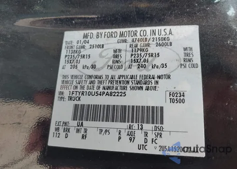 2004 Ford Ranger Edge/Xl/Xlt from USA, damaged, VIN 1FTYR10U54PA82225